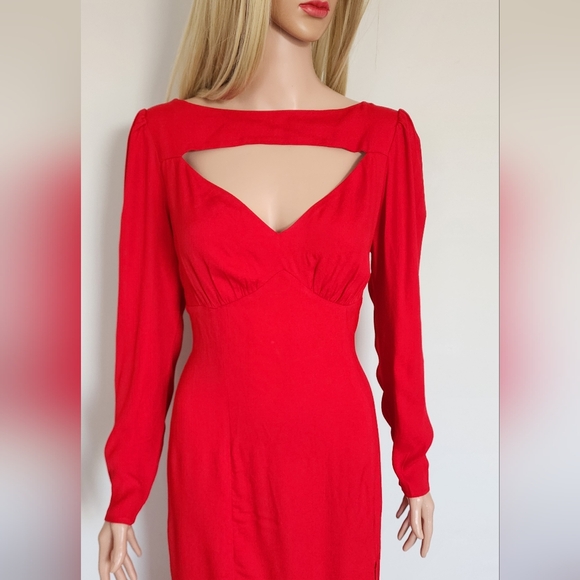 Reformation dress red kalani holiday christmas valentines slim sz.8 nwt - Picture 8 of 8